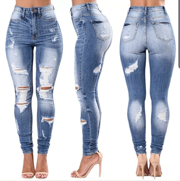 Denim - High waisted skinny jeans Denim - High waisted skinny jeans